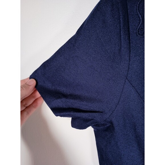 Sheri Martin Indigo Blue Short Sleeve Cloth Button Vintage Maxi Dress Size 12 - Picture 4 of 6